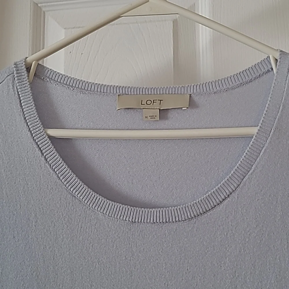 LOFT Ruffle Sleeve Top Light Blue Size Medium